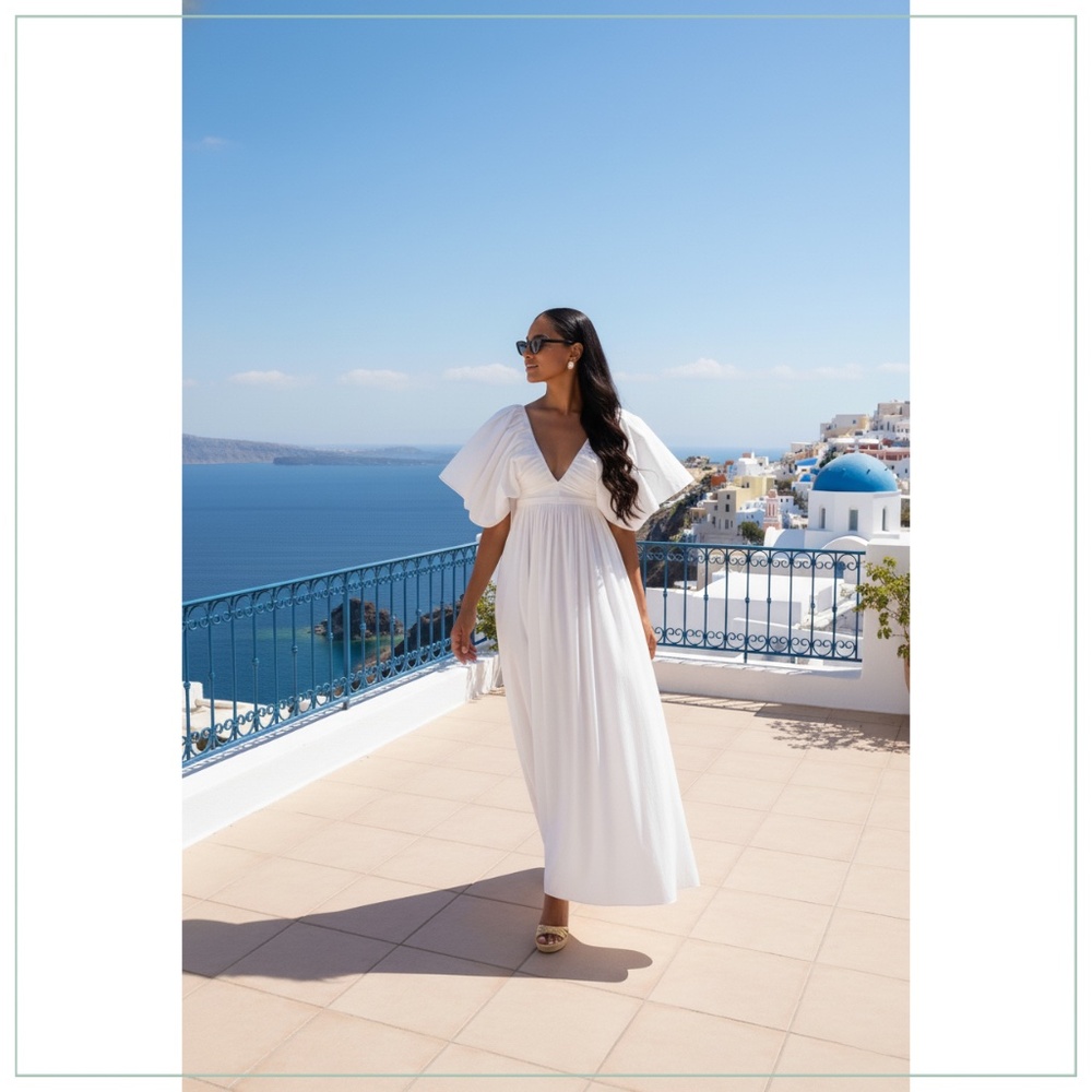 $5590 Carolina Herrera Gathered Pleated Cloud White Runway Midi Dress